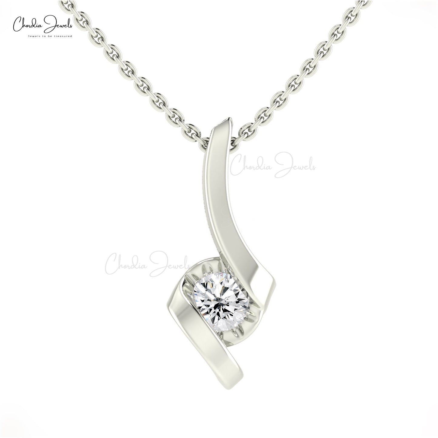 14k Gold Diamond Pendant Necklace - 001-160-01354