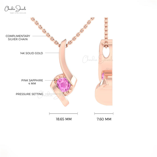 Load image into Gallery viewer, Solitaire Round Pink Sapphire Twisted Pendant
