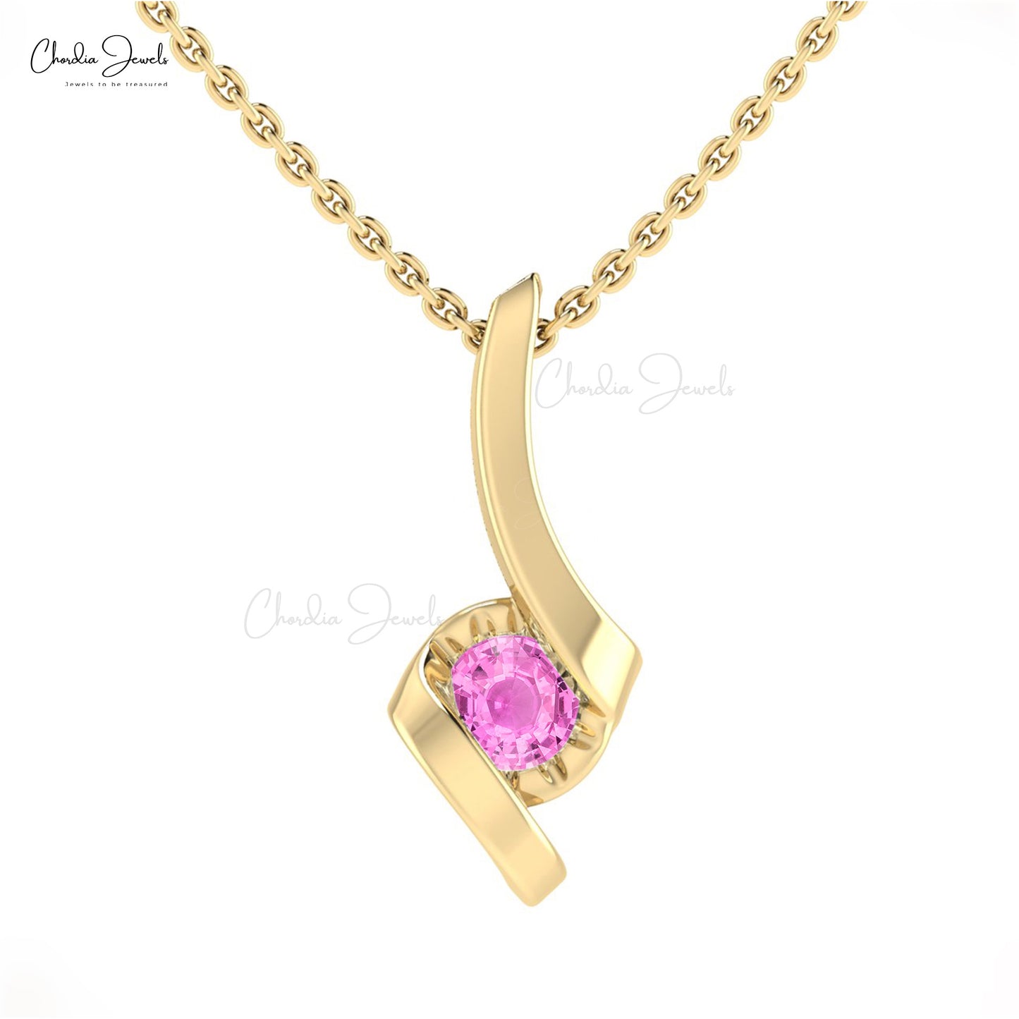 Load image into Gallery viewer, Solitaire Round Pink Sapphire Twisted Pendant
