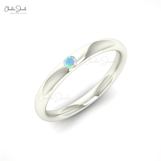 Solitaire Opal Engagement Ring In 14k Solid Gold