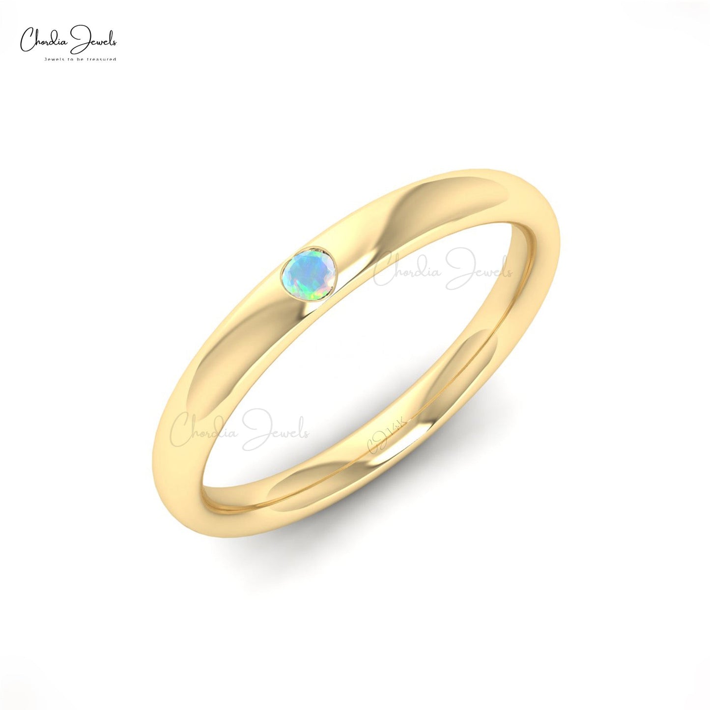 Solitaire Opal Engagement Ring In 14k Solid Gold