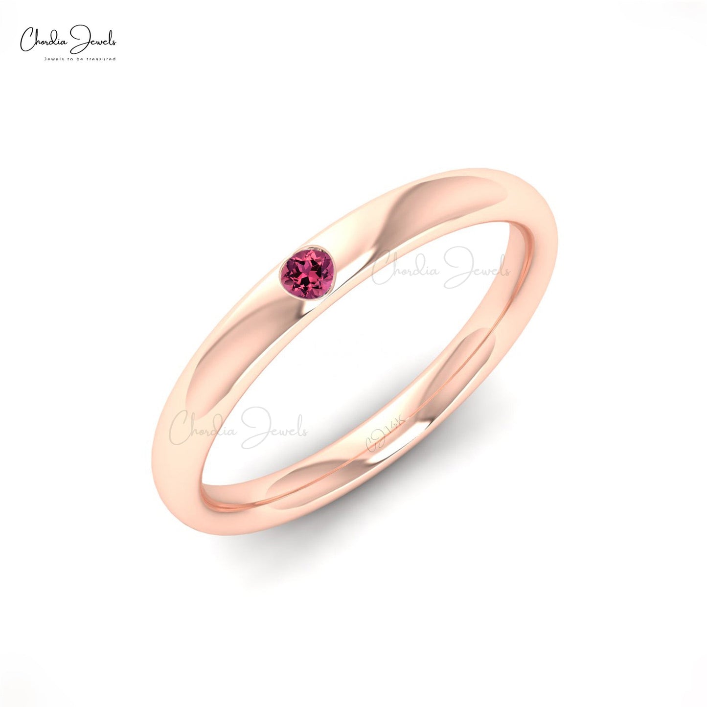 Solitaire Pink Tourmaline Dainty Ring in 14k Gold | Chordia Jewels
