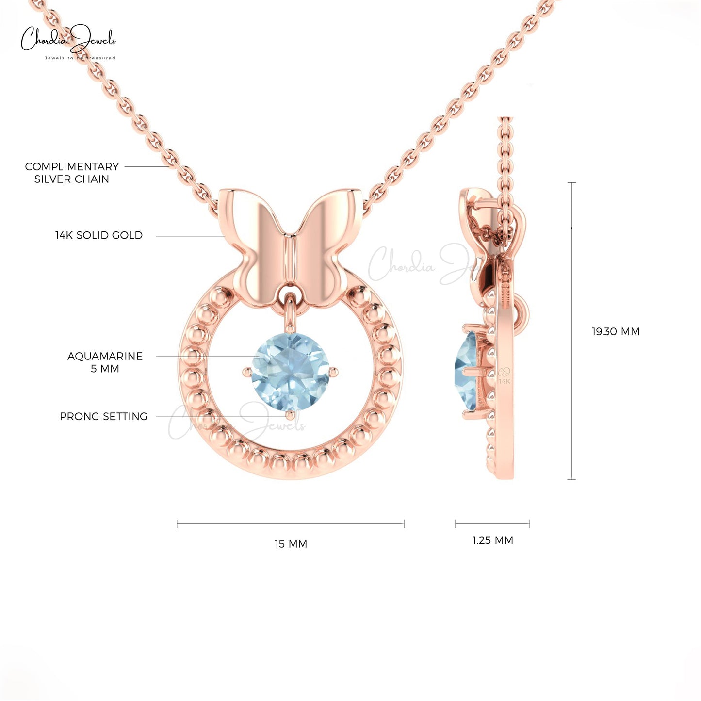 Load image into Gallery viewer, Eternity Design 14k Gold Aquamarine Solitaire Pendant

