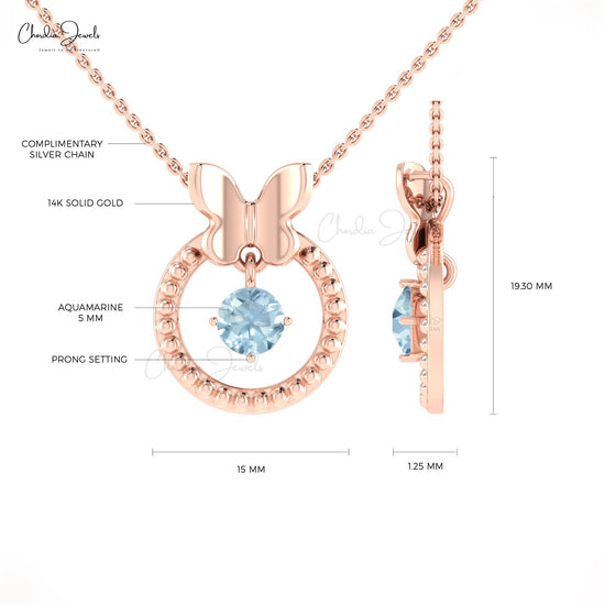 Load image into Gallery viewer, Eternity Design 14k Gold Aquamarine Solitaire Pendant
