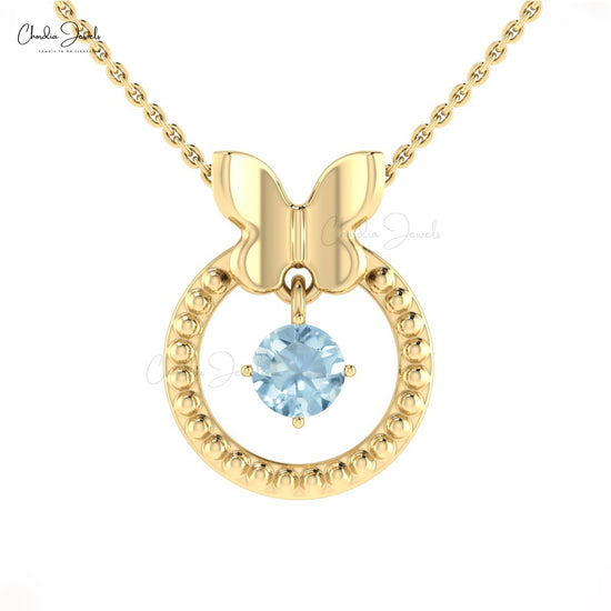 Eternity Design 14k Gold Aquamarine Solitaire Pendant