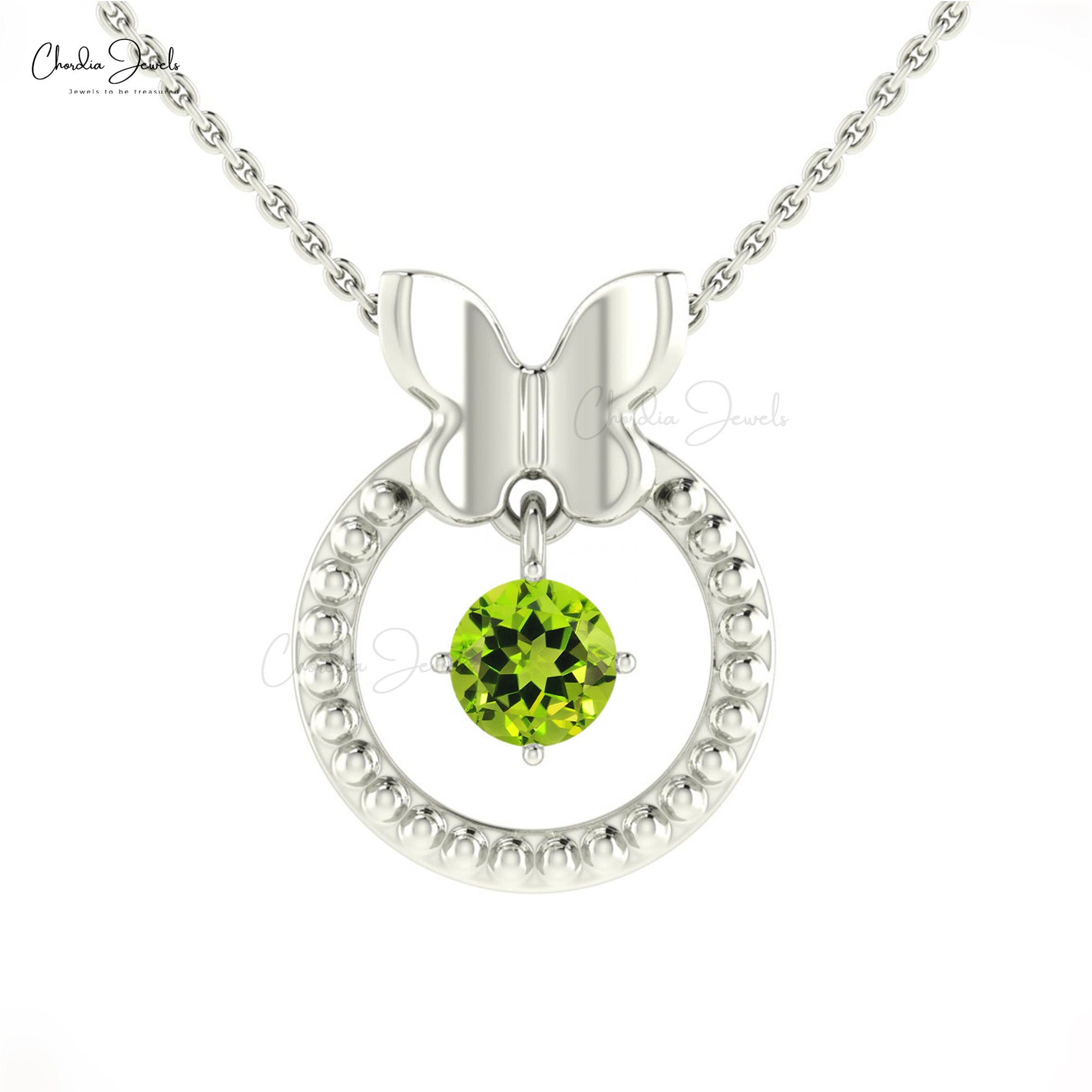 Solitaire Dangle Charm With Ct Peridot Round Cut Prong Set In 14k Gold  Pendant