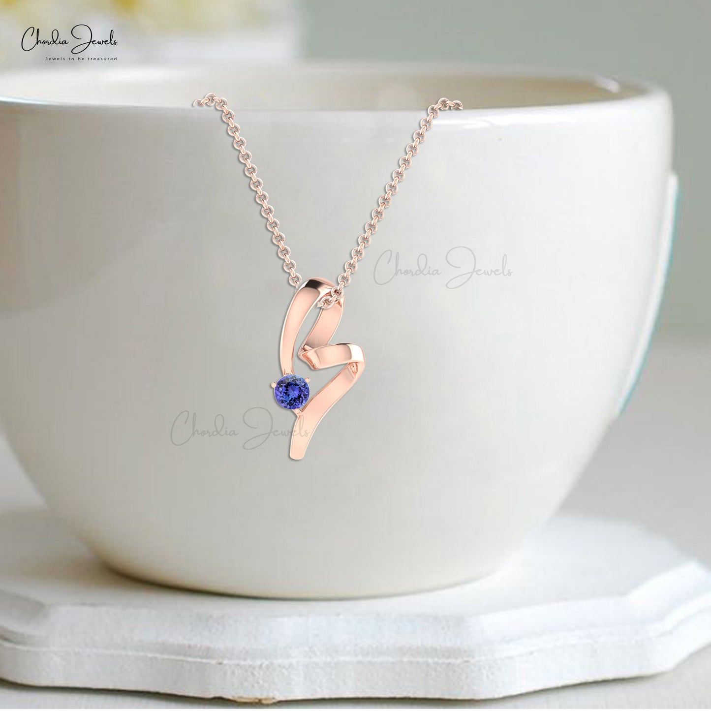 Natural Tanzanite Curved Pendant With 0.49 Ct Gemstone Prong Set In 14k Gold Jewelry