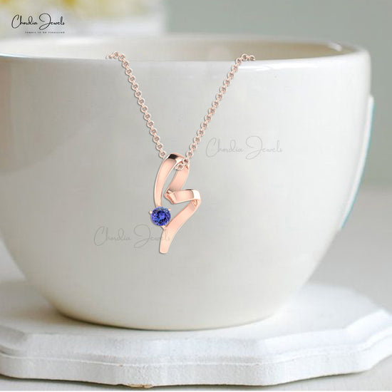 Natural Tanzanite Curved Pendant With 0.49 Ct Gemstone Prong Set In 14k Gold Jewelry