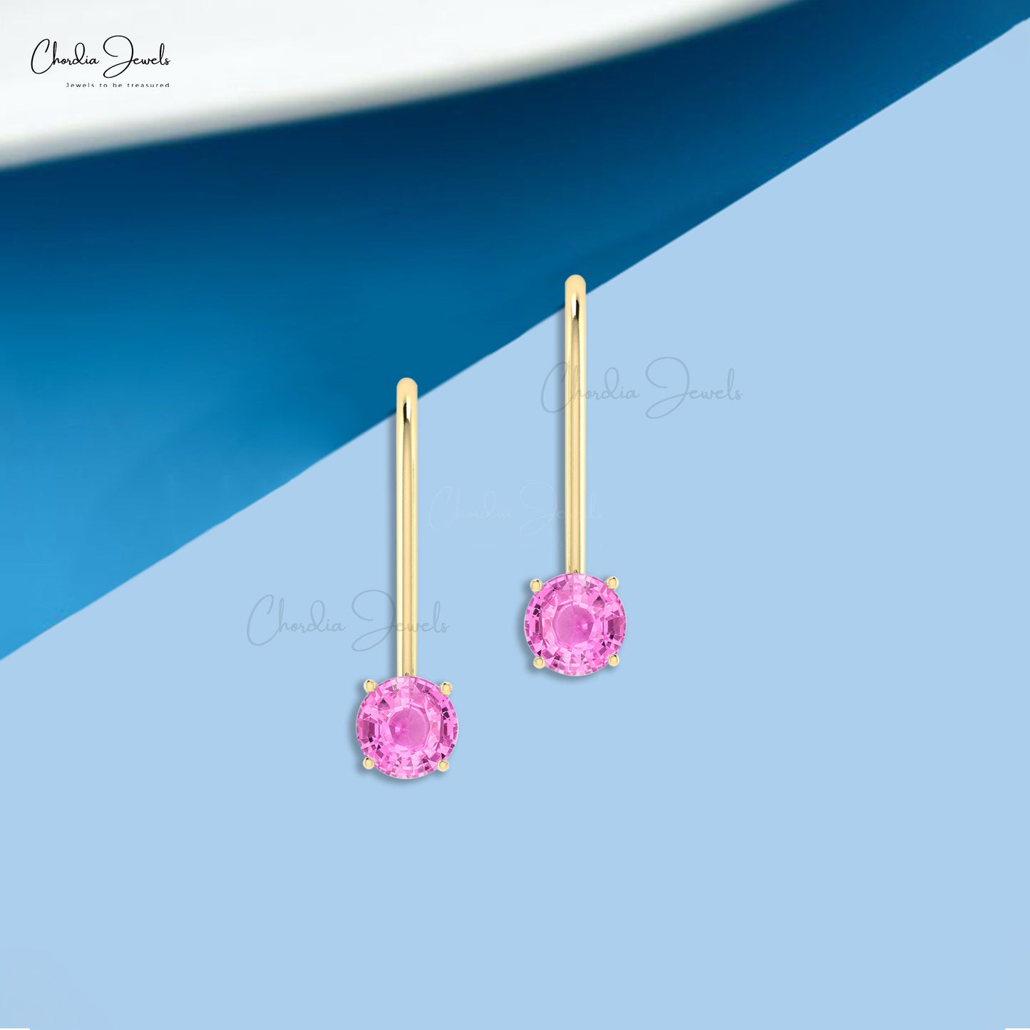 Pink Sapphire Dangling Earrings