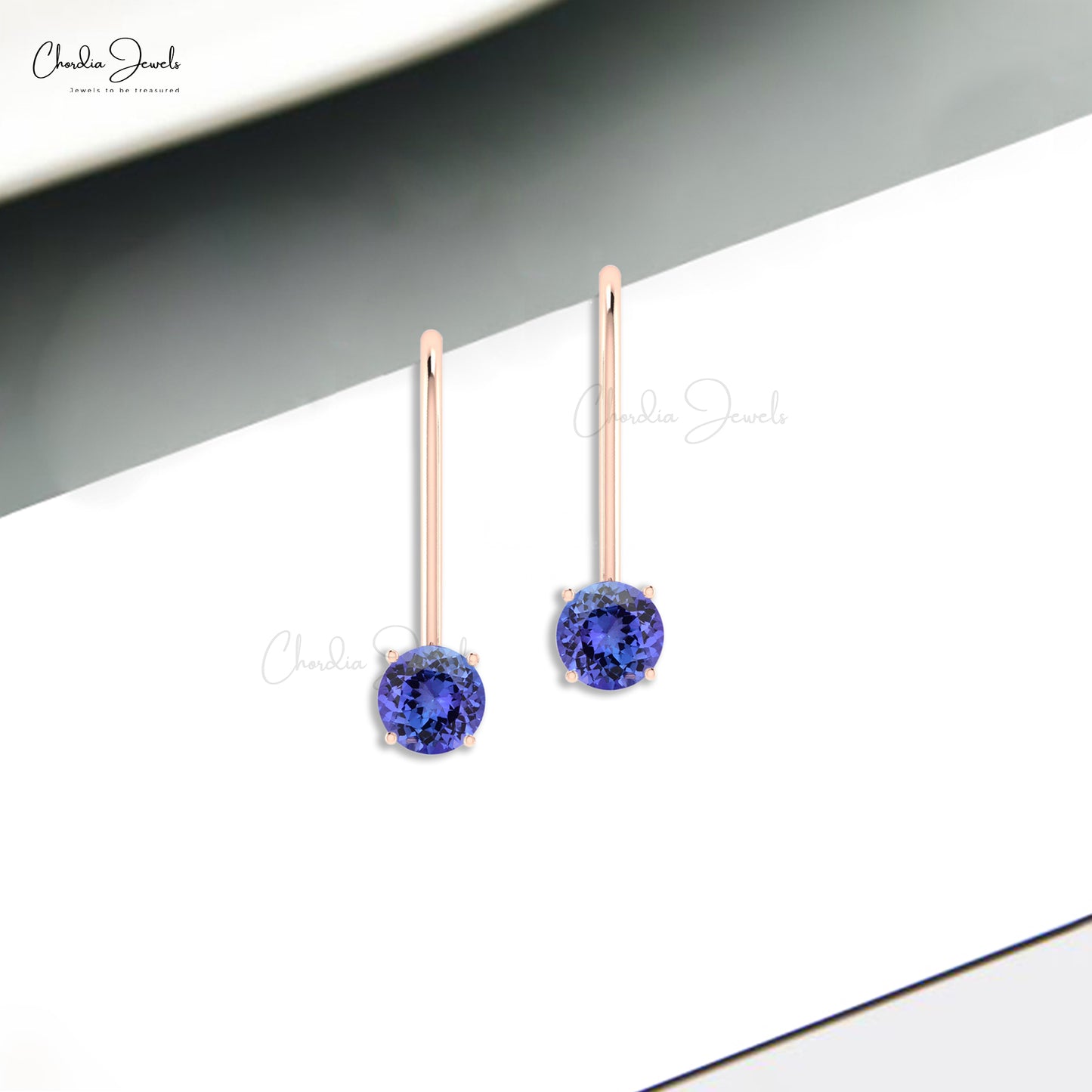 Load image into Gallery viewer, AAA Quality 0.98 Ct December Birthstone Gemstone Genuine Tanzanite Dangling Earrings 14k Solid Gold Prong Set Hallmarked Jewelry For Women
