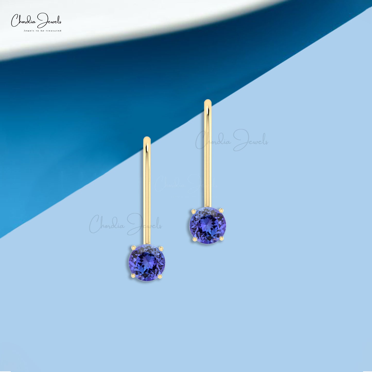 AAA Quality 0.98 Ct December Birthstone Gemstone Genuine Tanzanite Dangling Earrings 14k Solid Gold Prong Set Hallmarked Jewelry For Women