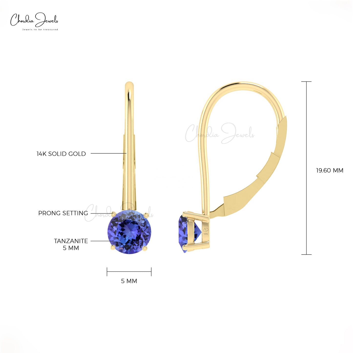 Load image into Gallery viewer, AAA Quality 0.98 Ct December Birthstone Gemstone Genuine Tanzanite Dangling Earrings 14k Solid Gold Prong Set Hallmarked Jewelry For Women
