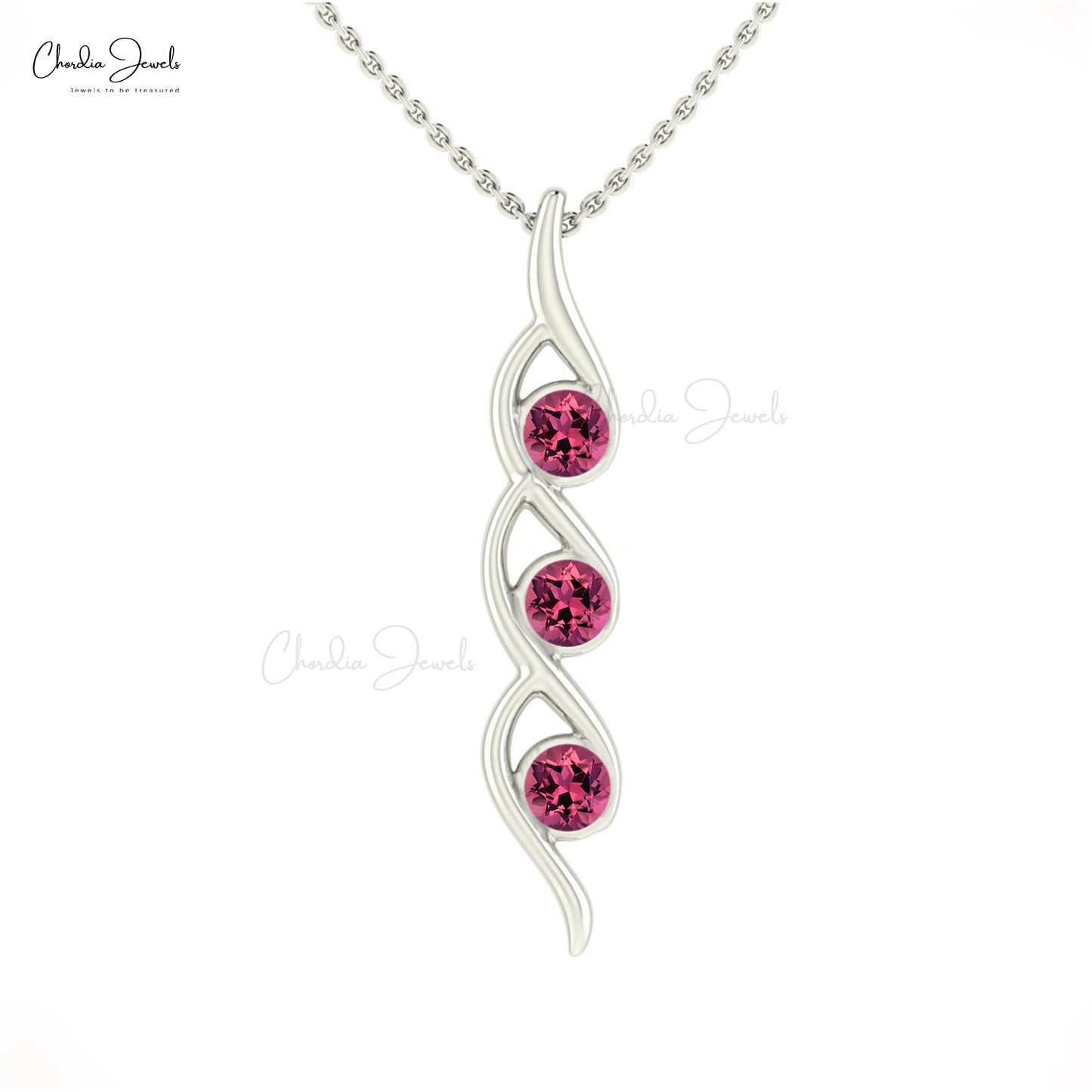 Load image into Gallery viewer, 14k Solid Gold Stunning Three-Stone Pink Tourmaline Pendant
