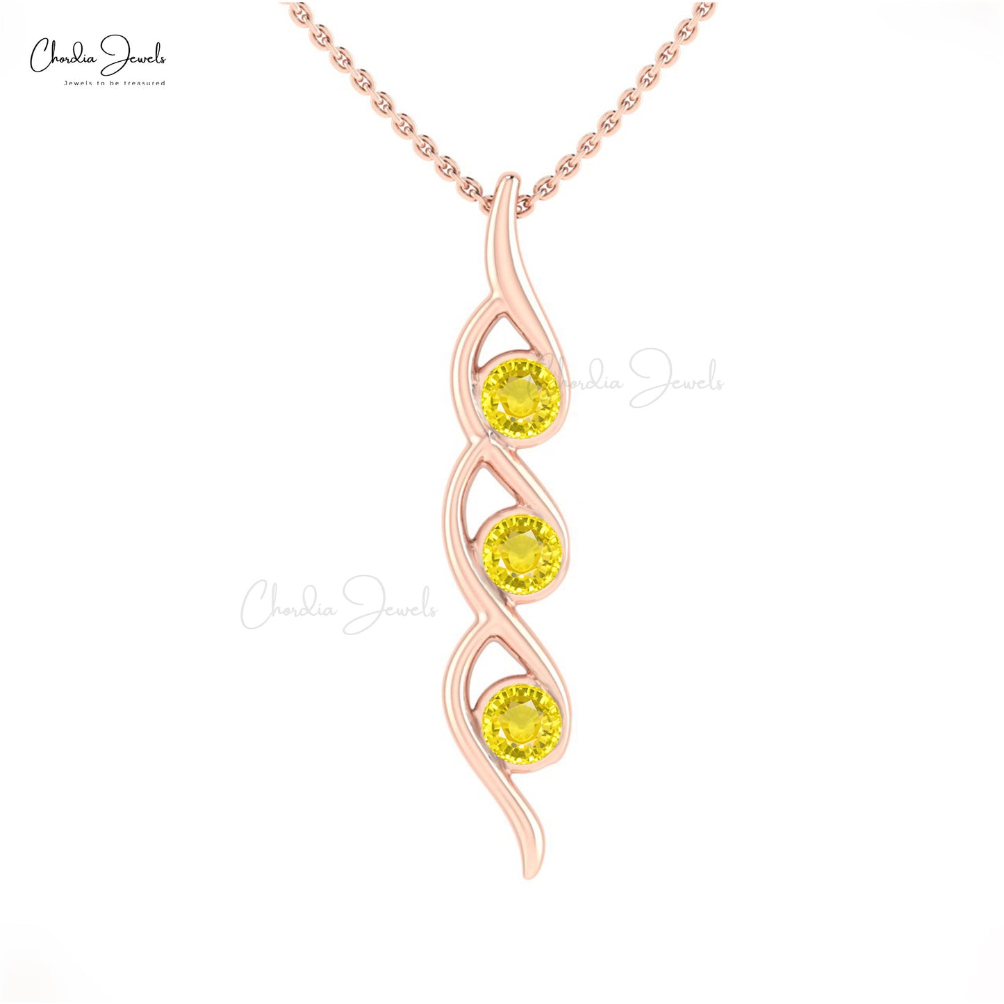Load image into Gallery viewer, Brilliant Round Cut Three-Stone Yellow Sapphire Twisted Pendant
