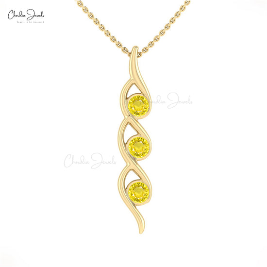 Load image into Gallery viewer, Brilliant Round Cut Three-Stone Yellow Sapphire Twisted Pendant
