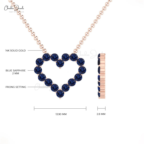 Blue Sapphire Heart Necklace