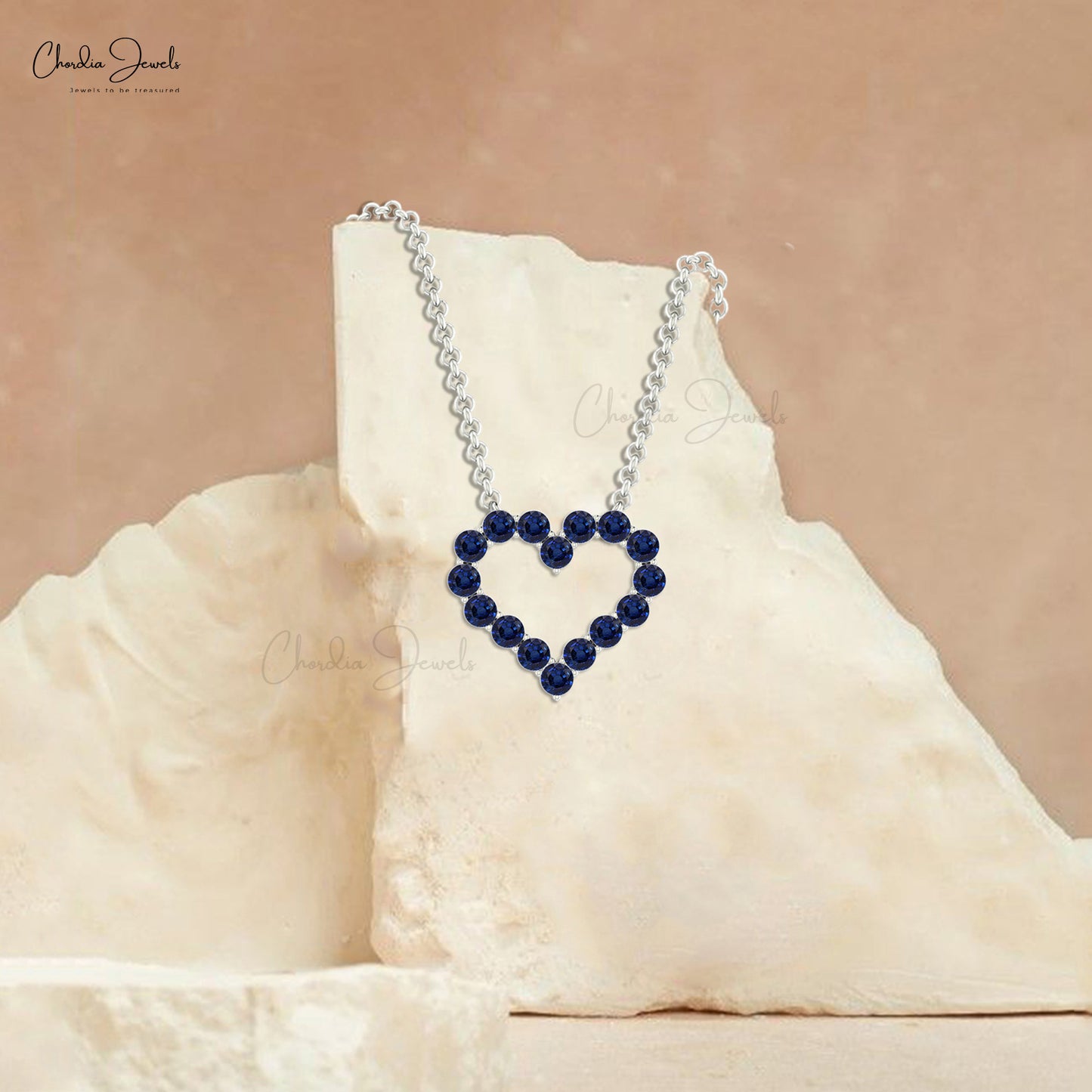 Blue Sapphire Heart Necklace