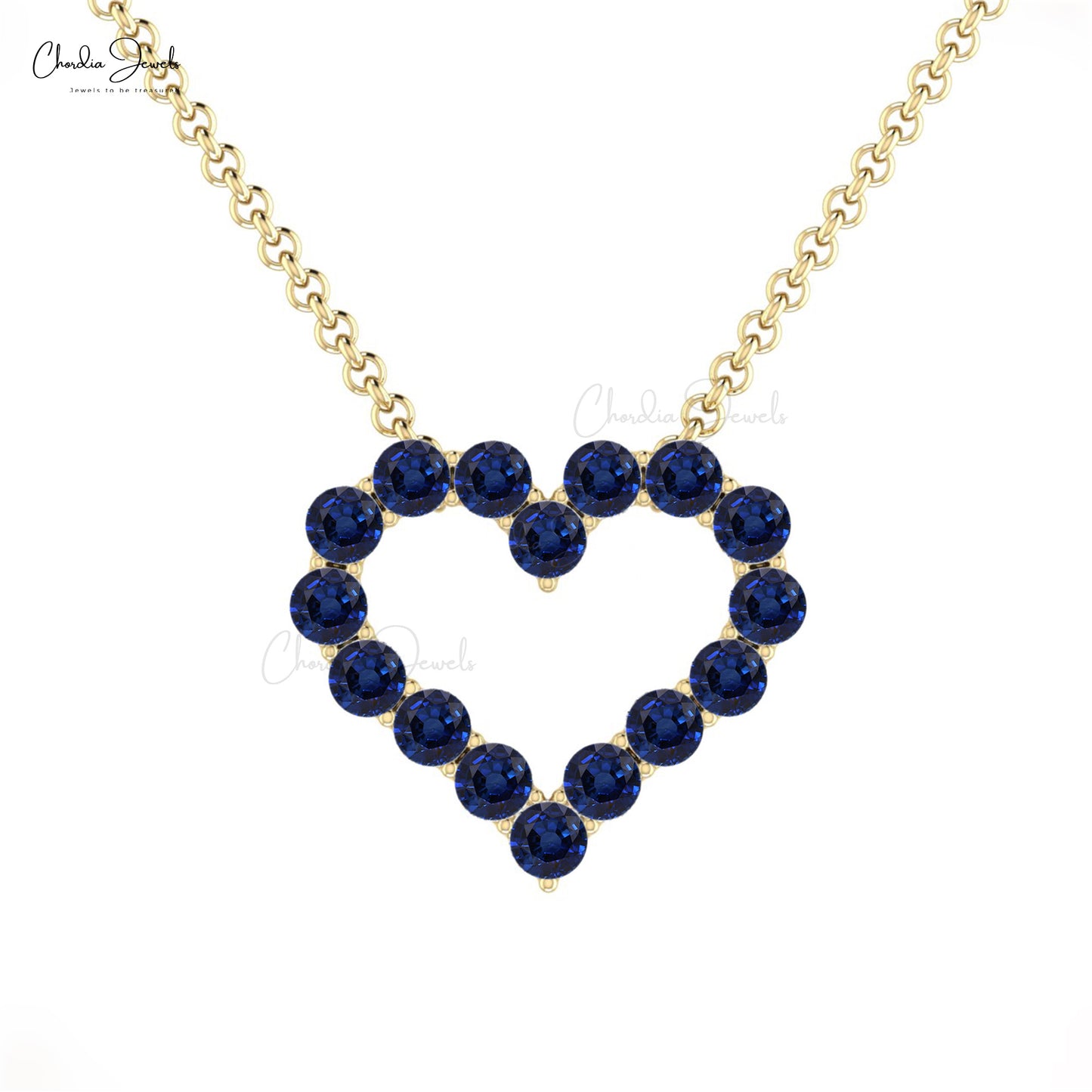 Blue Sapphire Heart Necklace