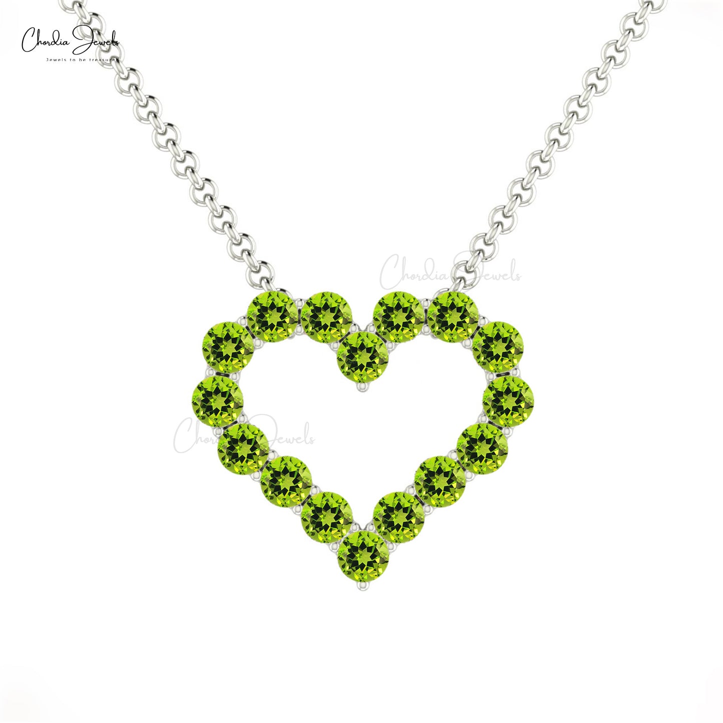 Heart Shaped Necklace Pendant in 14k Solid Gold Natural Green Peridot Charms Necklace Valentine's Day Gift For Love Ones