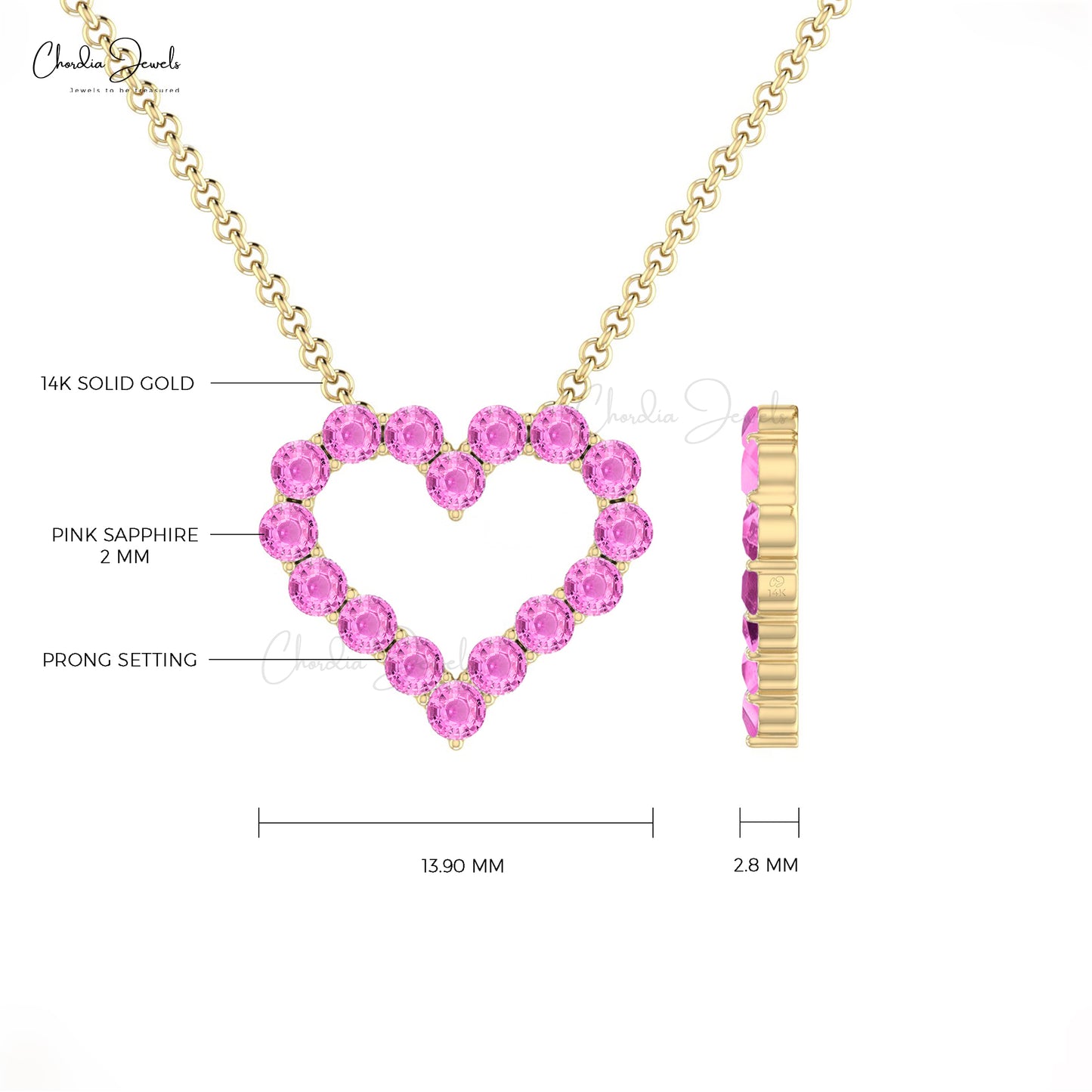Natural Pink Sapphire Necklace