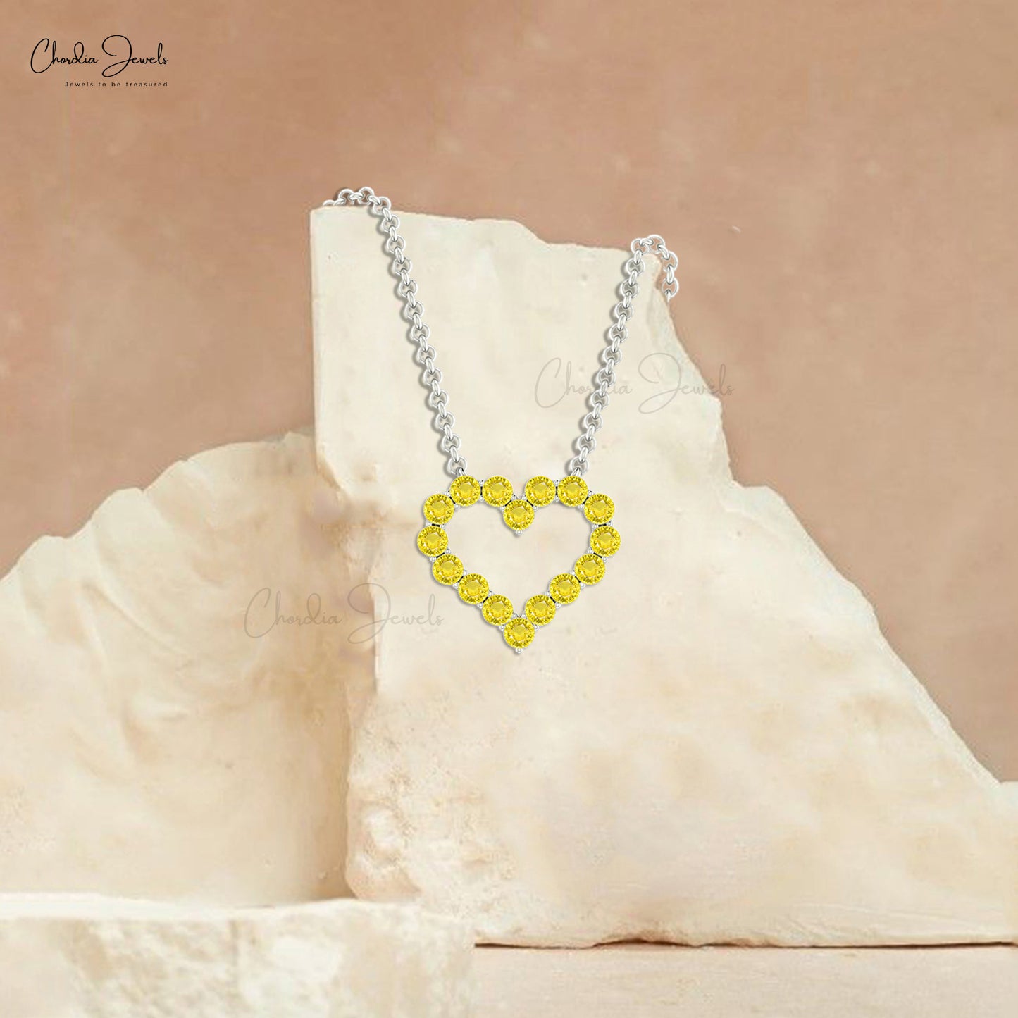 Yellow Sapphire heart Necklace