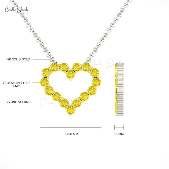 Yellow Sapphire Open Heart Necklace