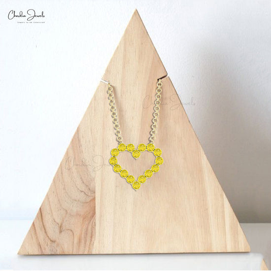 Yellow Sapphire Open Heart Necklace