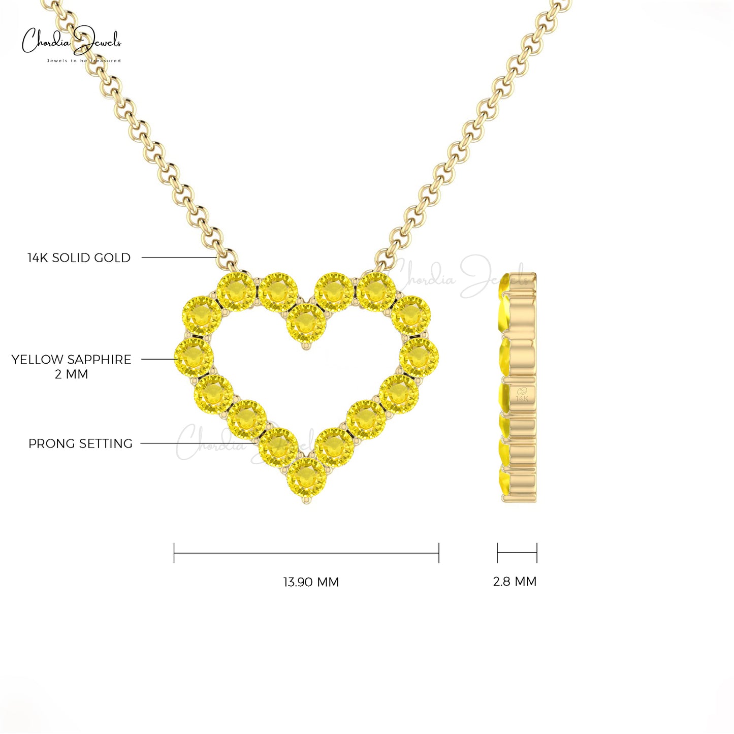 Yellow Sapphire heart Necklace