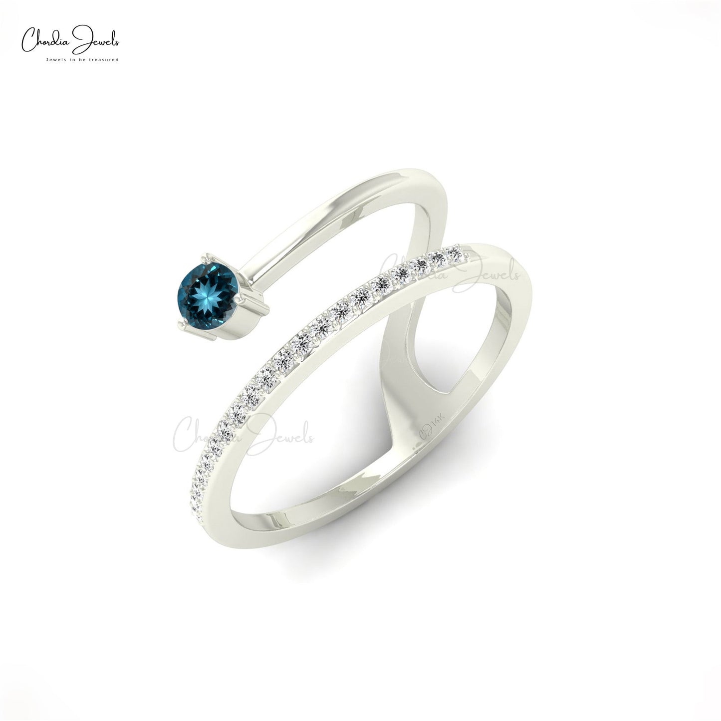 Load image into Gallery viewer, Dainty London Blue Topaz 14k Solid Gold Daily Wear Ring For Women
