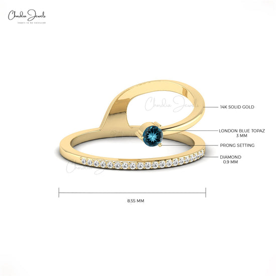 Load image into Gallery viewer, Dainty London Blue Topaz 14k Solid Gold Daily Wear Ring For Women
