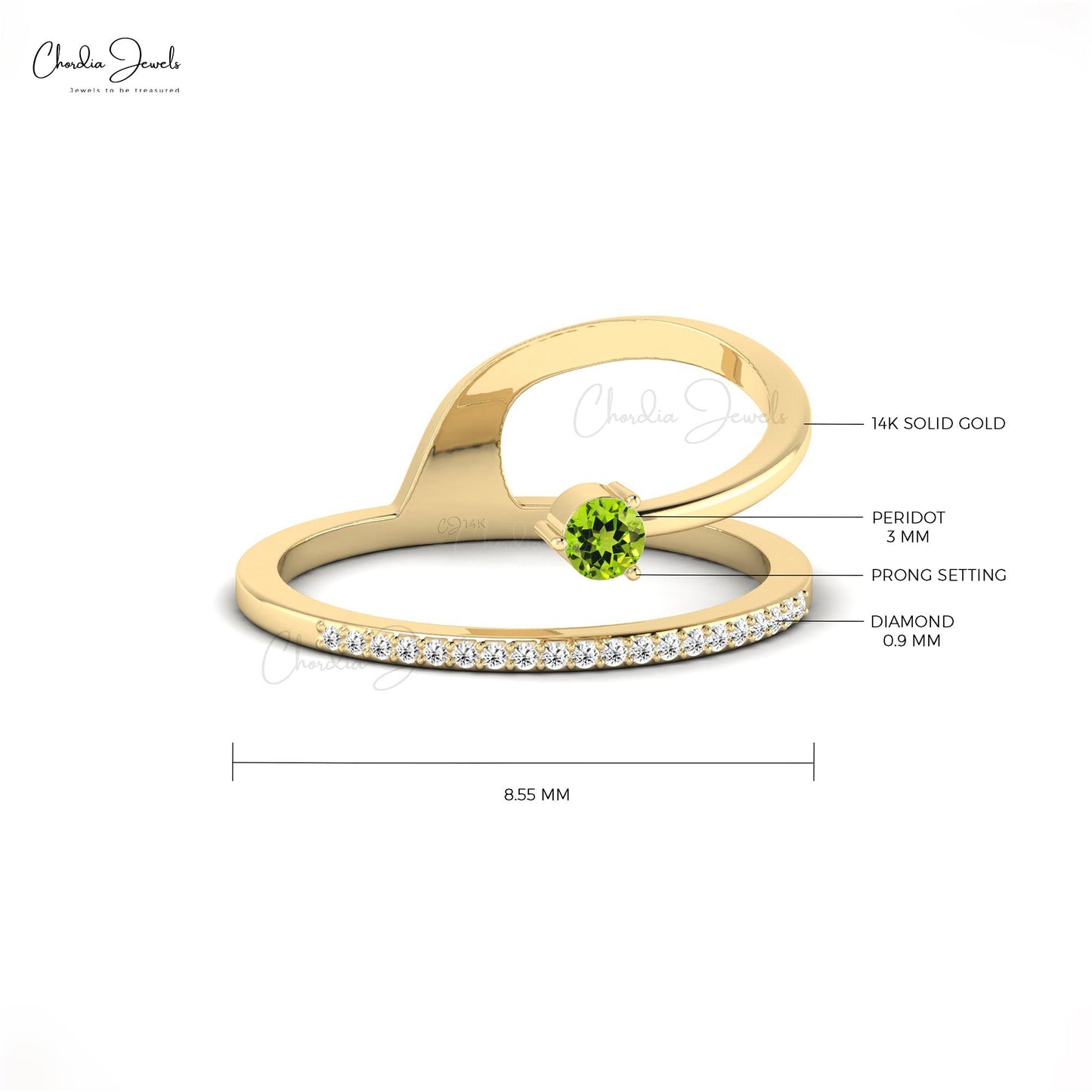 Peridot Prong Set Dainty Wedding Ring For Women