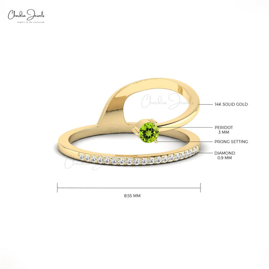 Peridot Prong Set Dainty Wedding Ring For Women