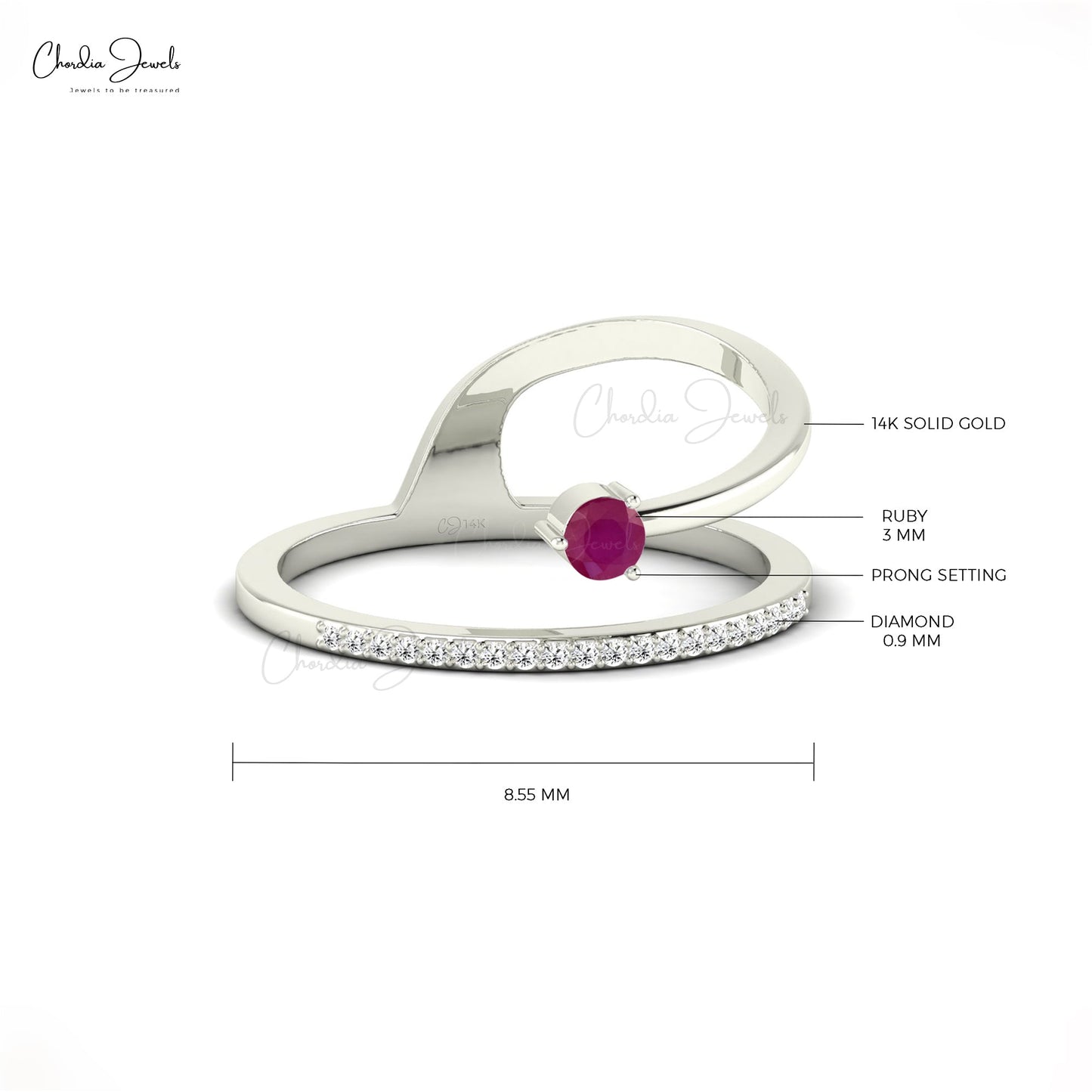 14k Gold Dainty Stacking Red Ruby Ring