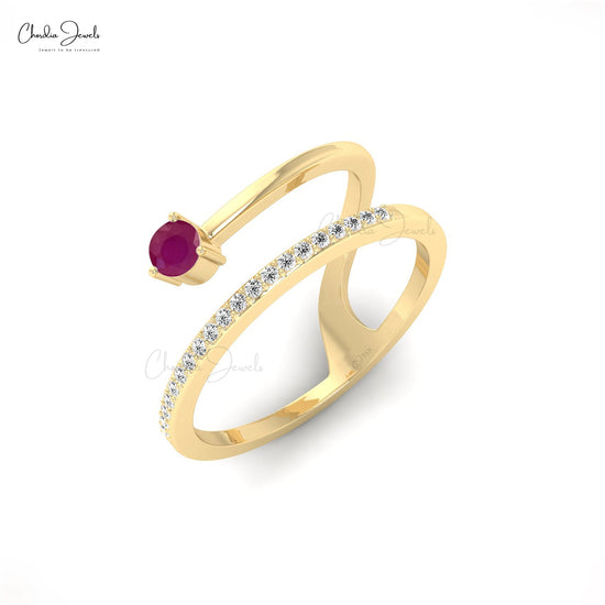 14k Gold Dainty Stacking Red Ruby Ring