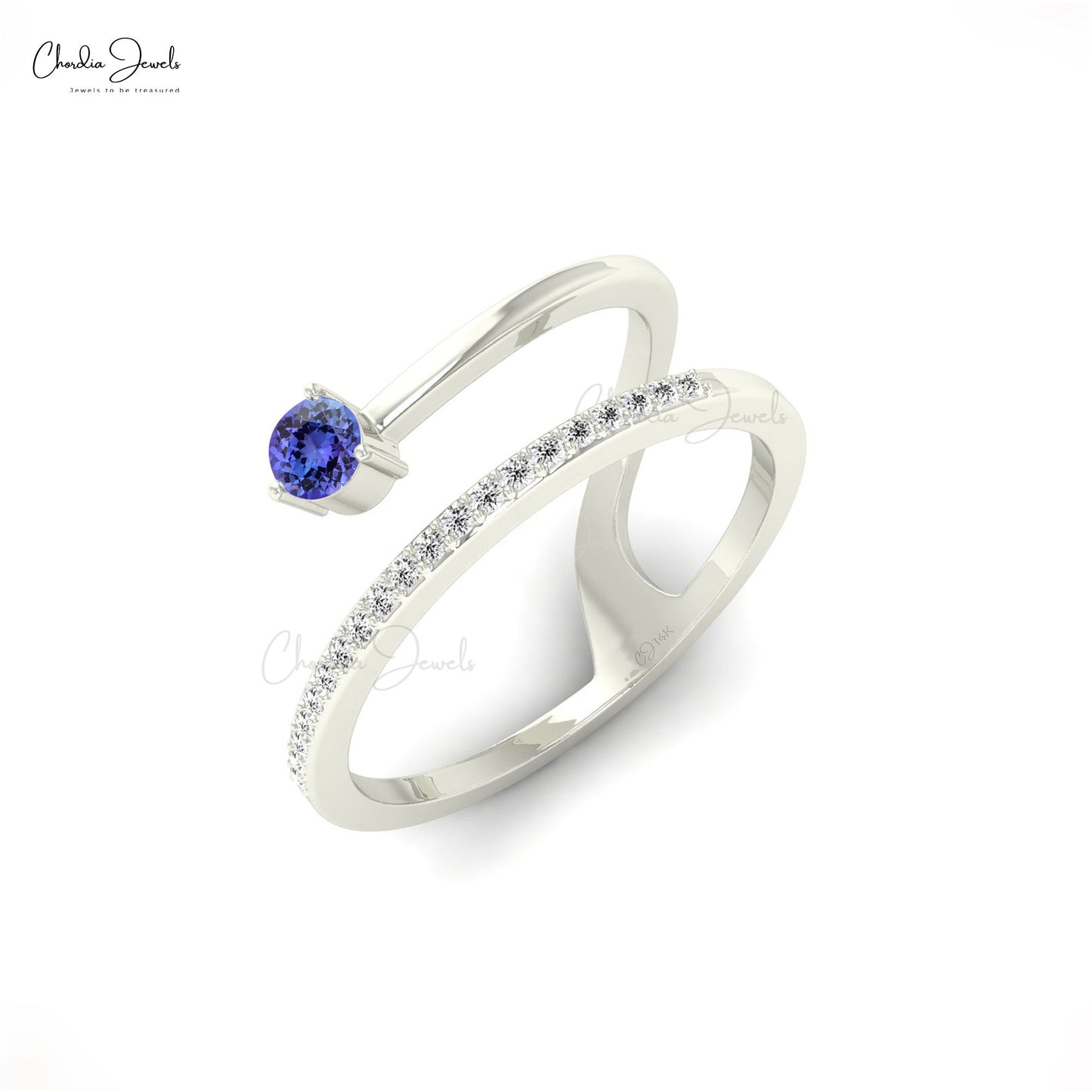 Load image into Gallery viewer, Dainty Tanzanite Ring in 14k Solid Gold For Women
