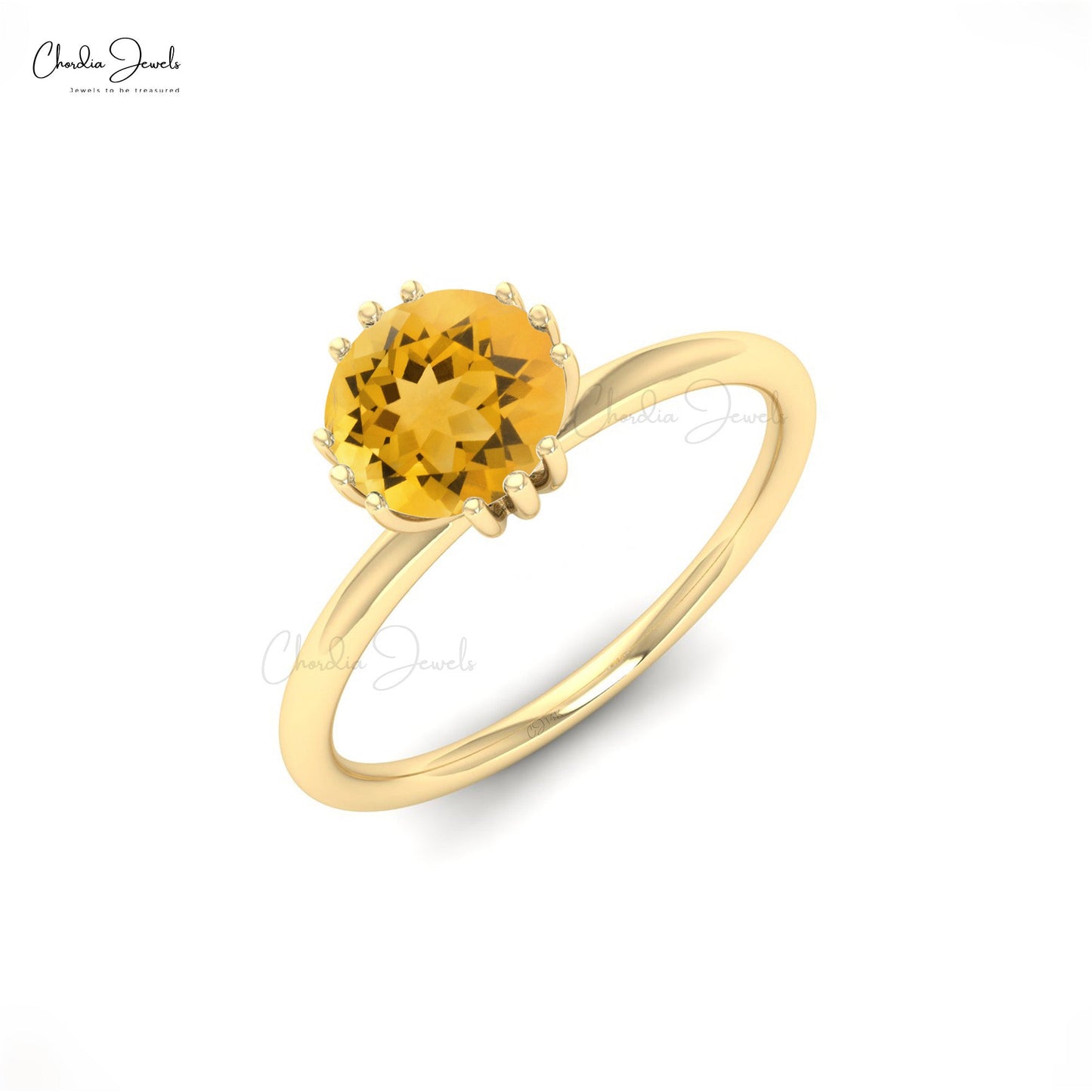 Citrine Round Cut Solitaire Wedding Ring In 14k Gold