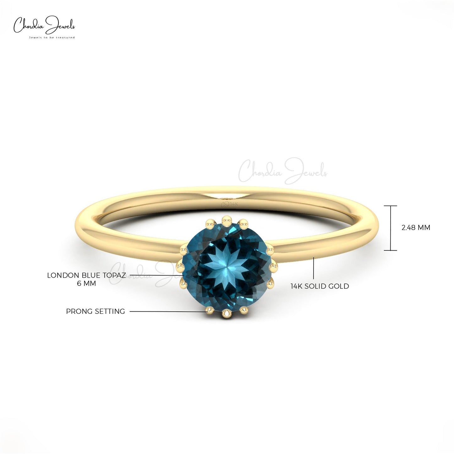 Classic 14k Gold London Blue Topaz Solitaire Engagement Ring