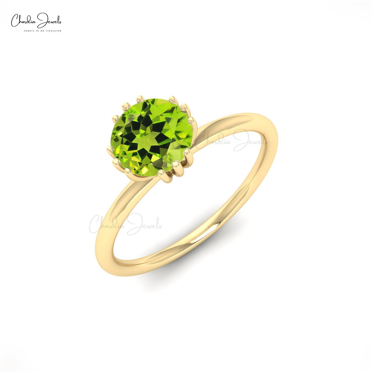 14k Solid Gold Natural 0.74 Carat Peridot Gemstone Ring