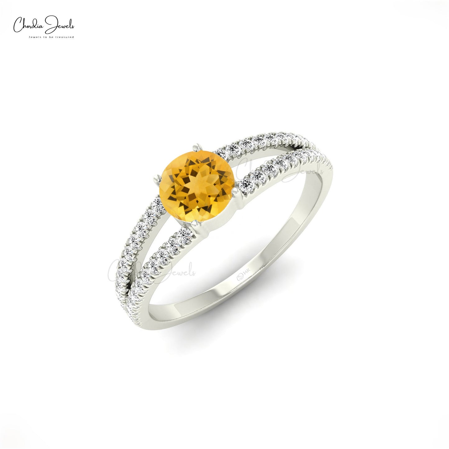Natural Citrine Twin Shank Ring