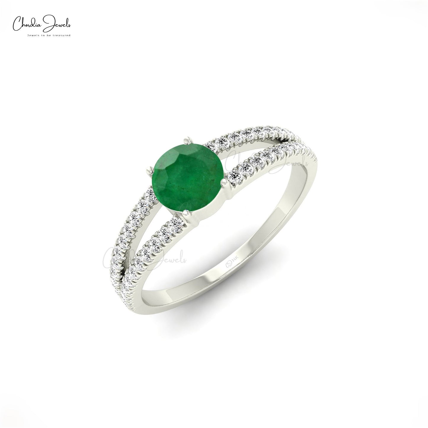 Emerald & Diamond Teardrop Ring in 9ct White Gold | Ruby & Oscar