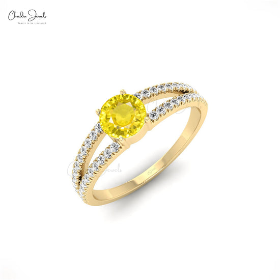 Load image into Gallery viewer, Solid 14k Gold Yellow Sapphire and Diamond Solitaire Ring for Engagement
