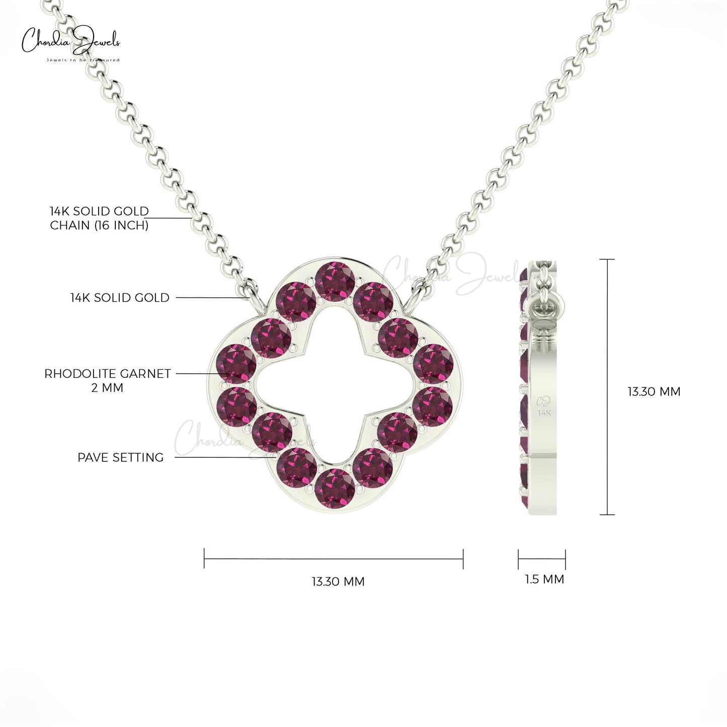 Genuine Rhodolite Garnet Necklace