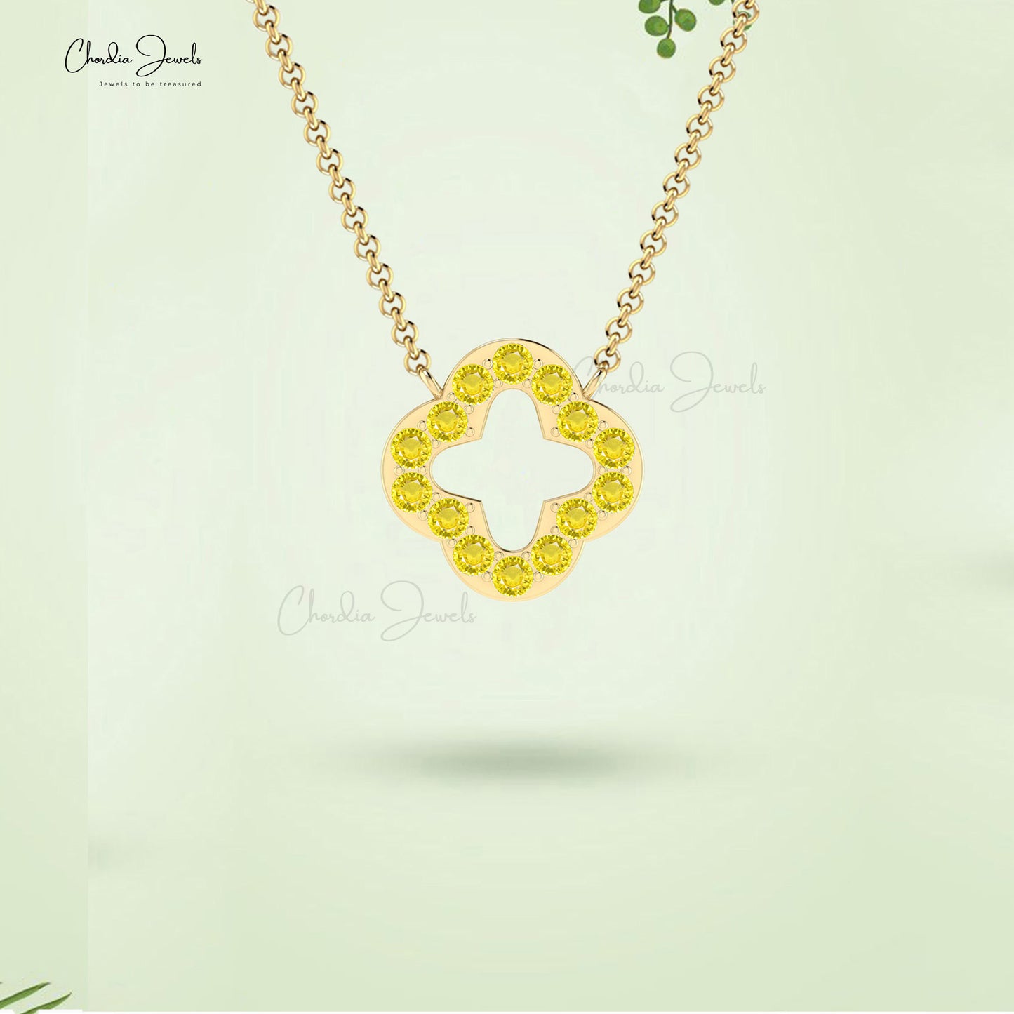 Yellow Sapphire Open Clover Necklace