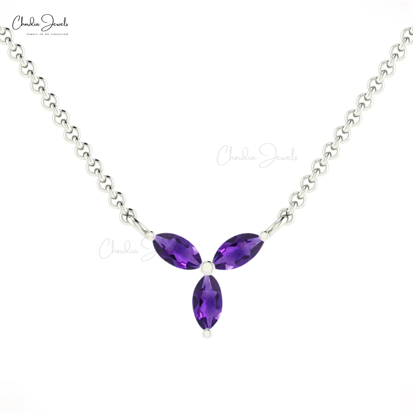High Quality New Design Marquise Necklace Authentic Purple Amethyst Gemstone Necklace Pendant 14k Solid Gold Minimalist Jewelry For Women