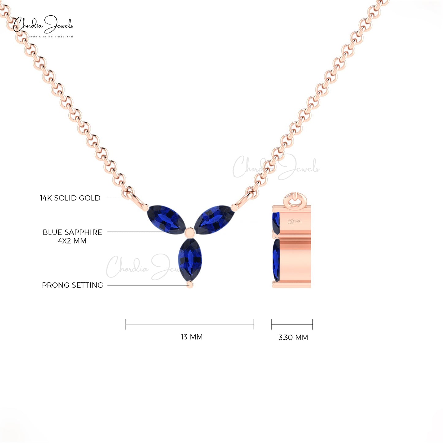 3 Stone Women Necklace