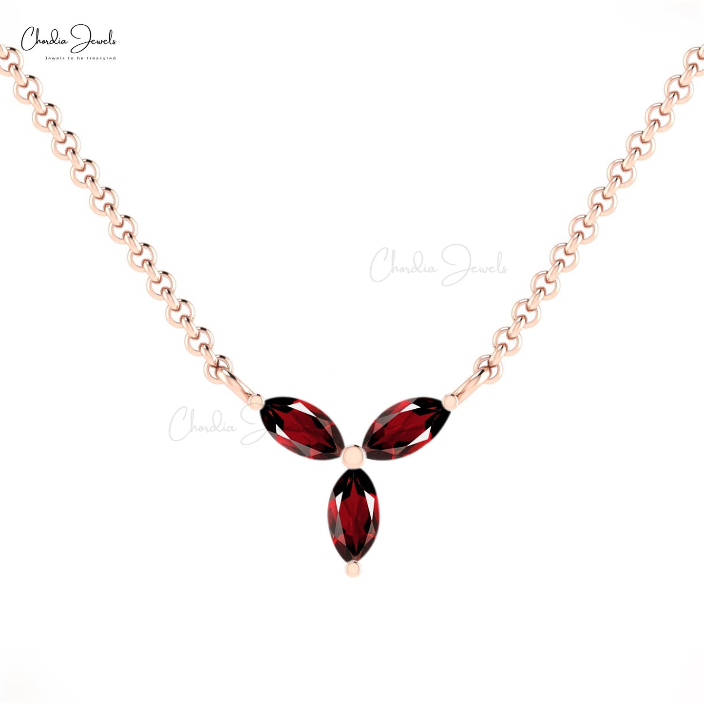 Exquisite Marquise Cut Genuine Red Garnet Necklace Pendant 4x2mm January Birthstone Gemstone Pendant in 14k Real Gold Engagement Gift For Her