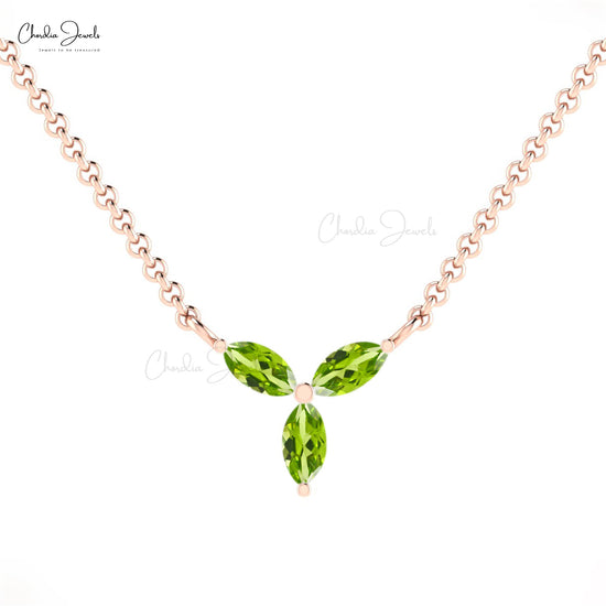 Handmade Marquise Cut Authentic Green Peridot Gemstone Latest Marquise Shape Necklace Pendant 14k Pure Gold Necklace Dainty Jewelry For Gift