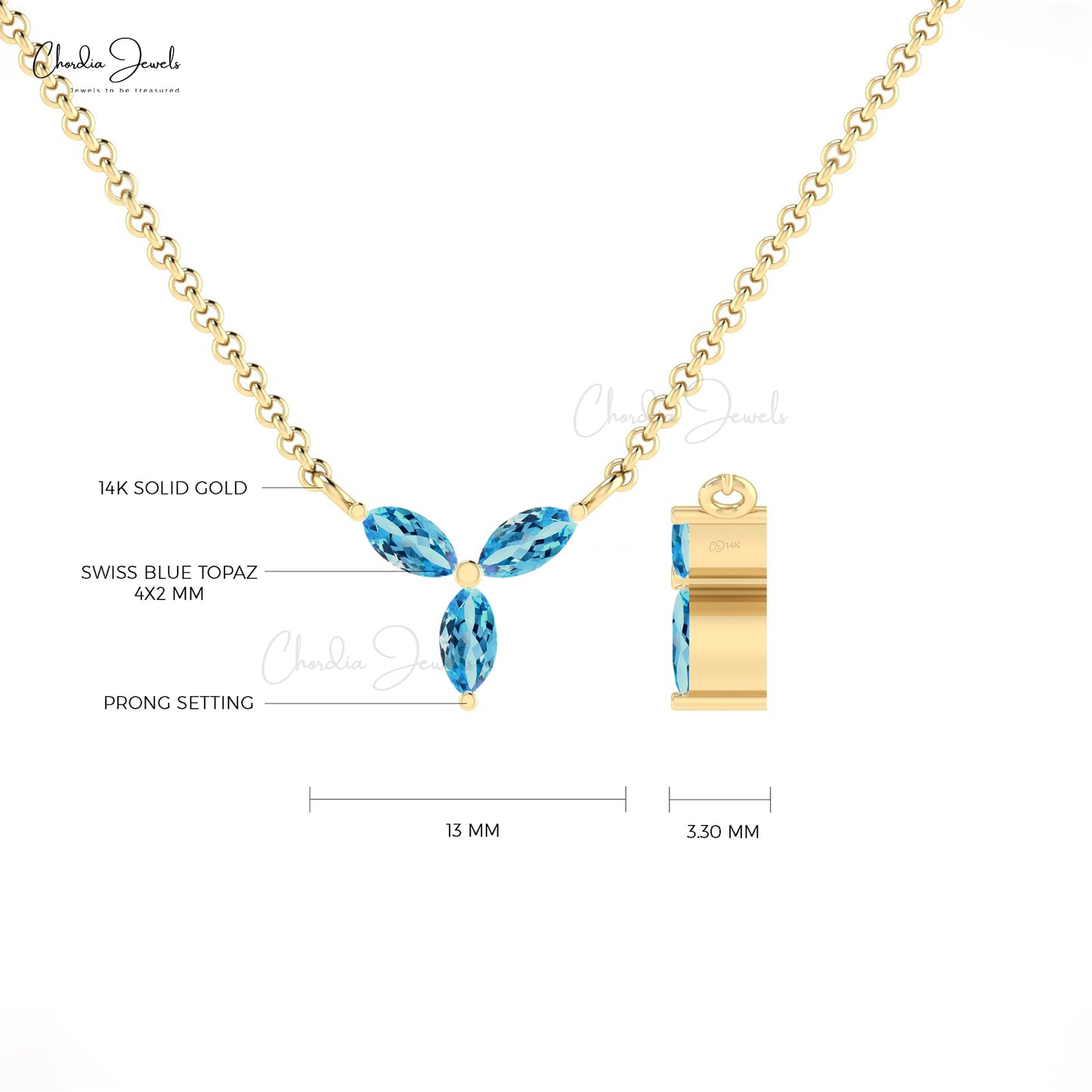 Swiss Blue Topaz Necklace