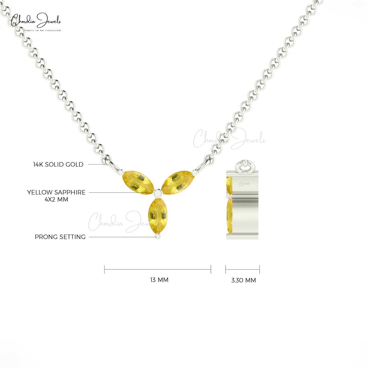 Yellow Sapphire Marquise Necklace