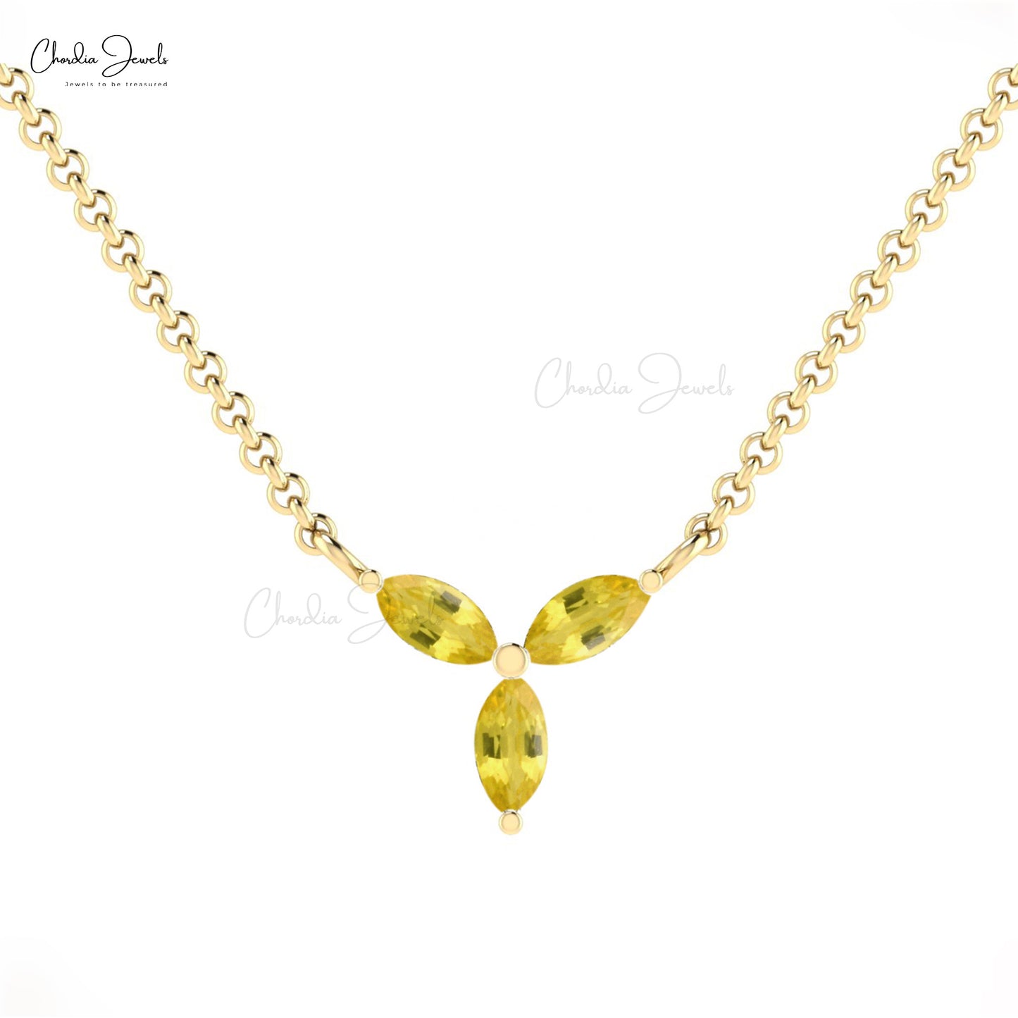Yellow Sapphire Marquise Necklace